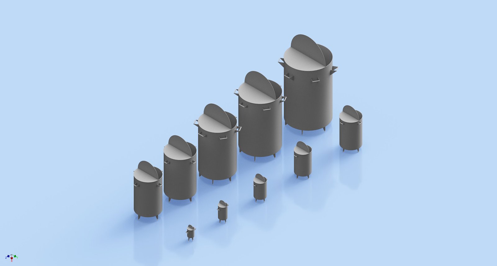 Stainless Steel Tank Flat Bottom, Hinged Top