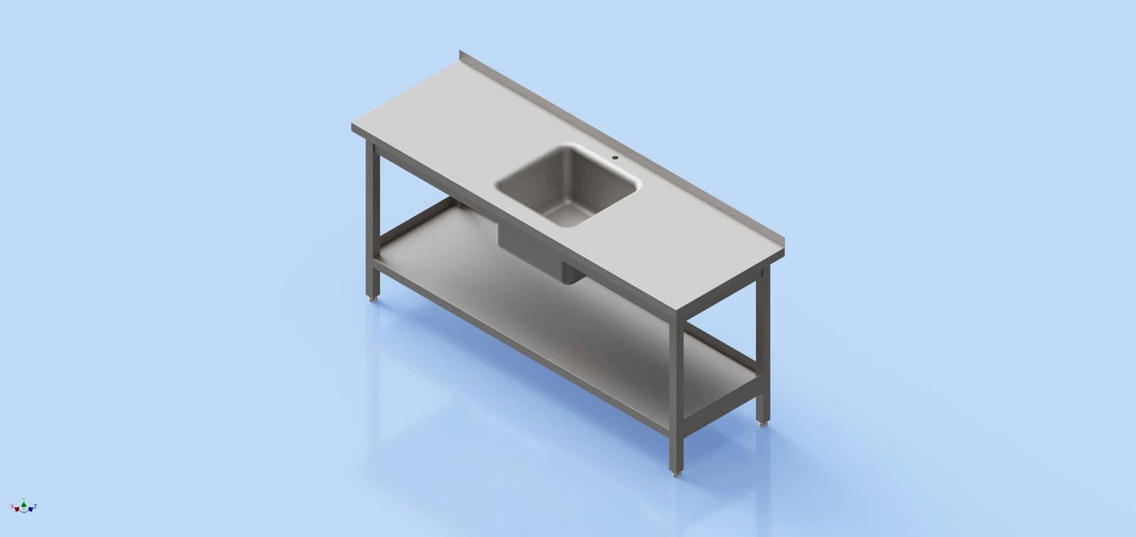 HoReCa Table - One Shelf with Sink 850 x 1800 x 600