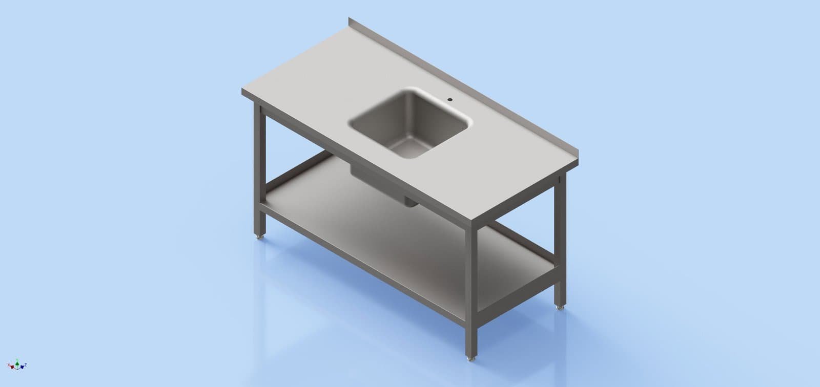 HoReCa Table - One Shelf with Sink 850 x 1500 x 700