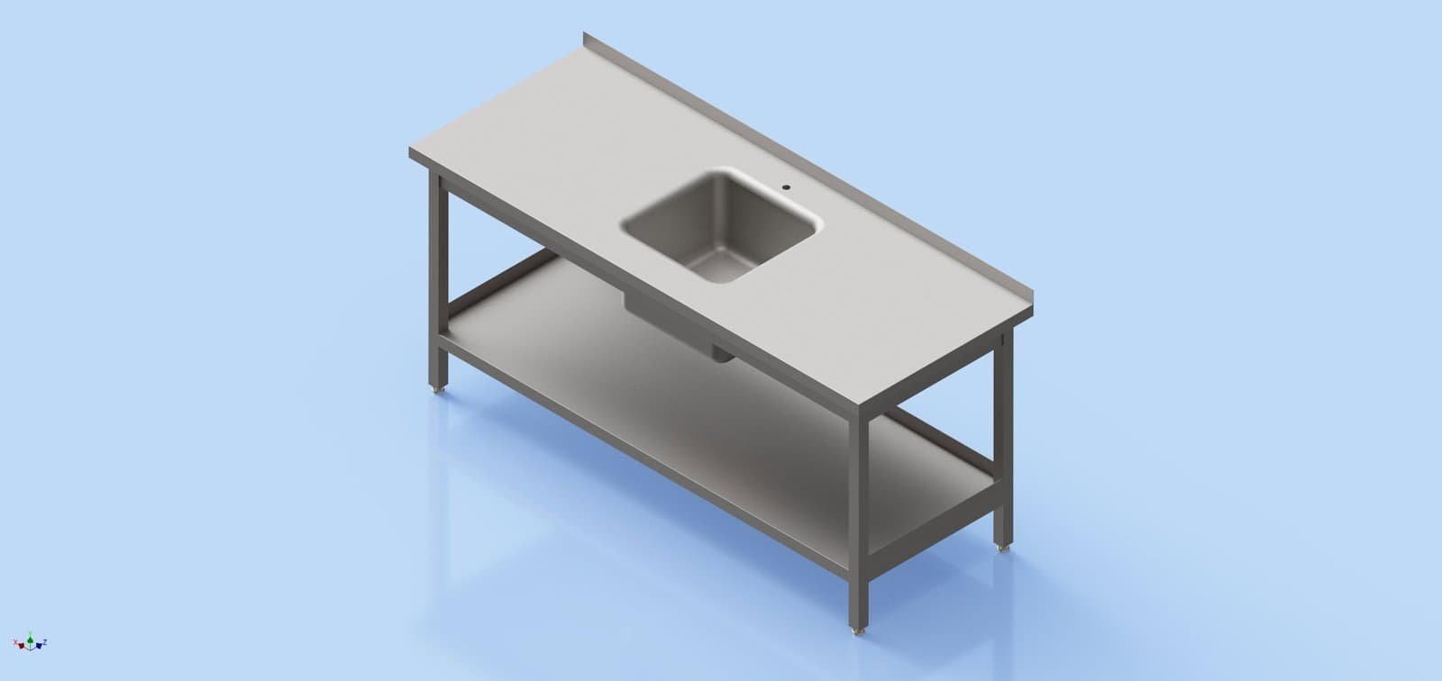 HoReCa Table - One Shelf with Sink 850 x 1800 x 700